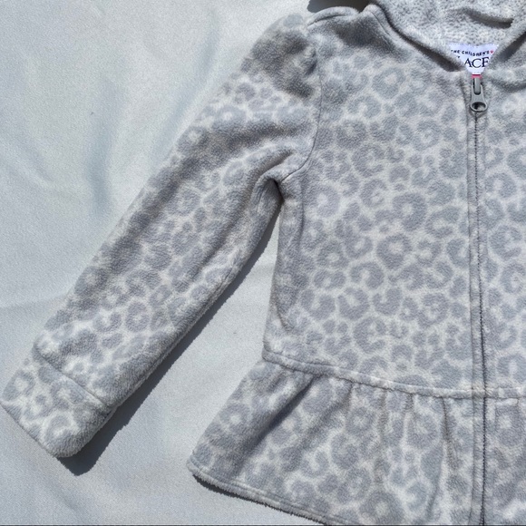 Childrens Place White/Grey Leopard Print Hoodie - Picture 3 of 15